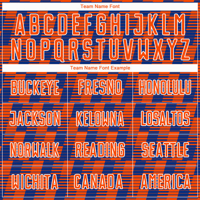 Custom Royal Orange-White Line Sublimation Soccer Uniform Jersey