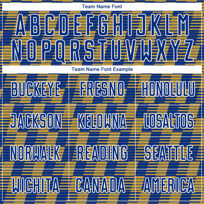 Custom Royal Old Gold-White Line Sublimation Soccer Uniform Jersey