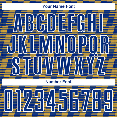 Custom Royal Old Gold-White Line Sublimation Soccer Uniform Jersey