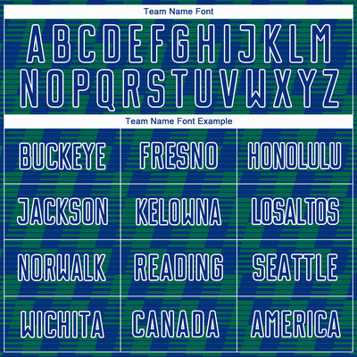 Custom Royal Kelly Green-White Line Sublimation Soccer Uniform Jersey