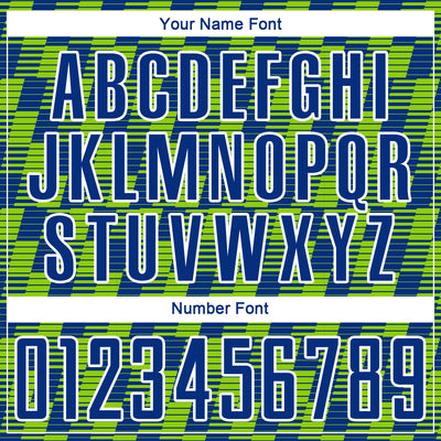 Custom Royal Neon Green-White Line Sublimation Soccer Uniform Jersey