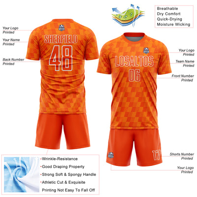 Custom Orange Bay Orange-White Line Sublimation Soccer Uniform Jersey