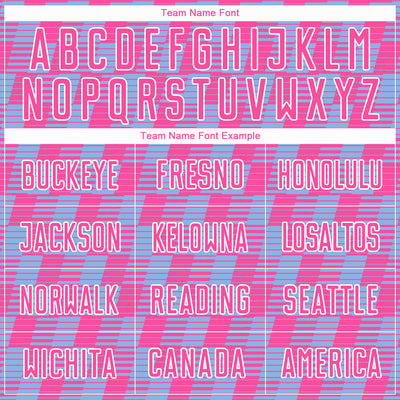 Custom Pink Light Blue-White Line Sublimation Soccer Uniform Jersey