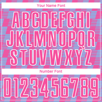 Custom Pink Light Blue-White Line Sublimation Soccer Uniform Jersey