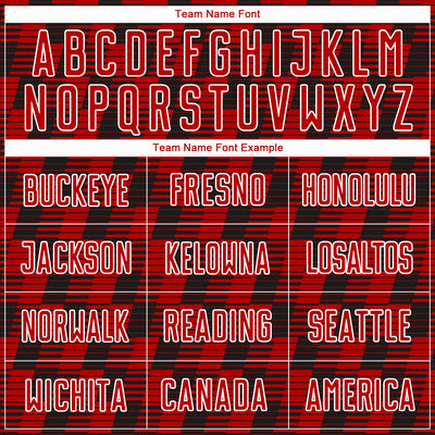 Custom Black Red-White Line Sublimation Soccer Uniform Jersey