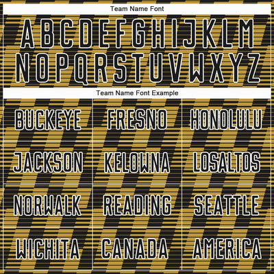 Custom Black Old Gold-White Line Sublimation Soccer Uniform Jersey