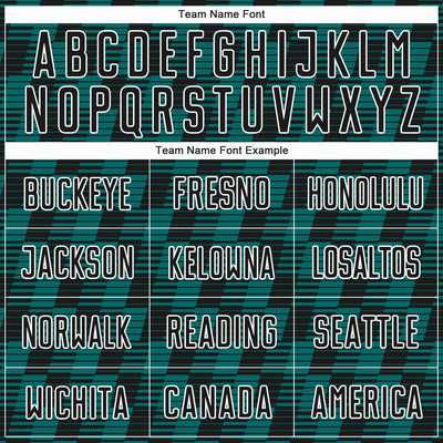 Custom Black Teal-White Line Sublimation Soccer Uniform Jersey