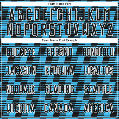 Custom Black Sky Blue-White Line Sublimation Soccer Uniform Jersey