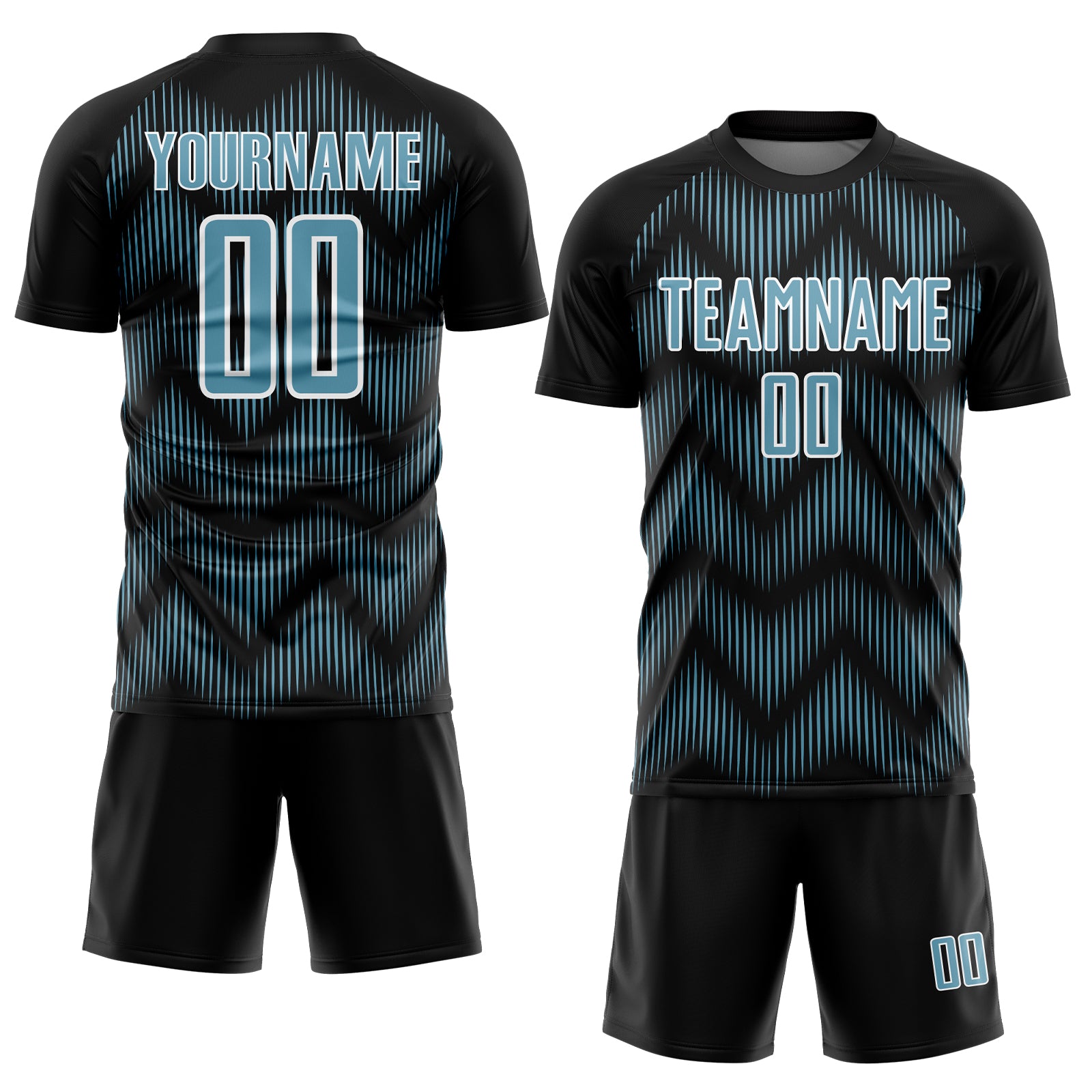 Custom Black Shadow Blue-White Line Sublimation Soccer Uniform Jersey