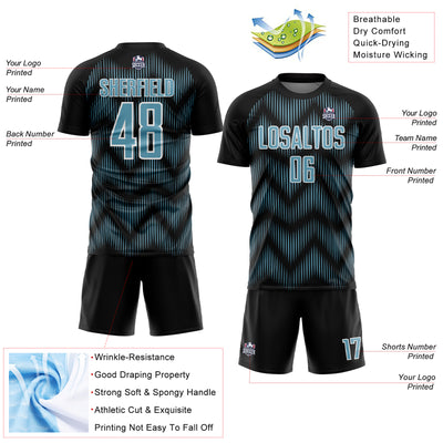 Custom Black Shadow Blue-White Line Sublimation Soccer Uniform Jersey
