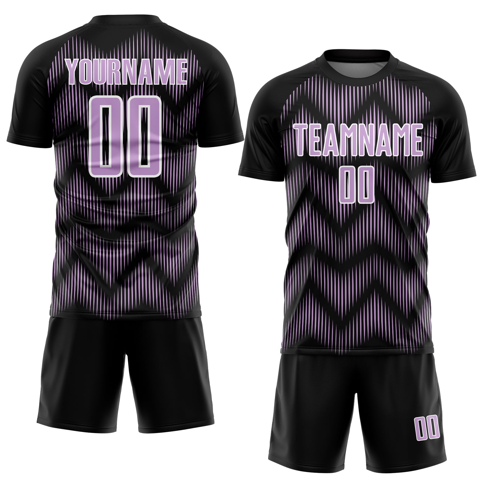 Custom Black Light Purple-White Line Sublimation Soccer Uniform Jersey