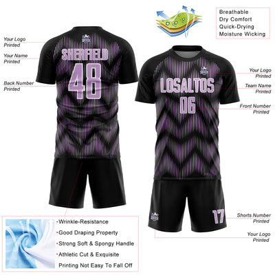 Custom Black Light Purple-White Line Sublimation Soccer Uniform Jersey