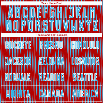 Custom Red Sky Blue-White Line Sublimation Soccer Uniform Jersey