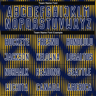 Custom Navy Gold-White Line Sublimation Soccer Uniform Jersey