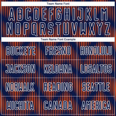 Custom Navy Orange-White Line Sublimation Soccer Uniform Jersey