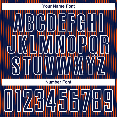 Custom Navy Orange-White Line Sublimation Soccer Uniform Jersey