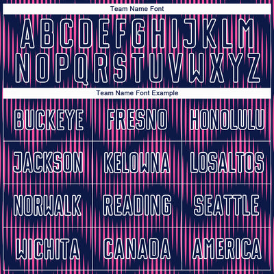 Custom Navy Pink-White Line Sublimation Soccer Uniform Jersey