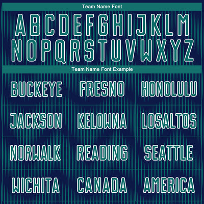 Custom Navy Teal-White Line Sublimation Soccer Uniform Jersey