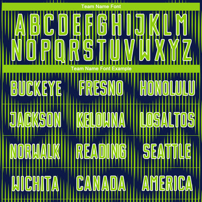 Custom Navy Neon Green-White Line Sublimation Soccer Uniform Jersey