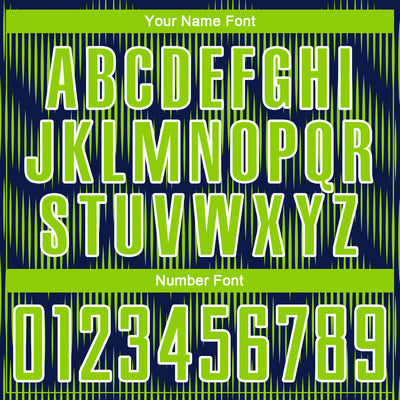 Custom Navy Neon Green-White Line Sublimation Soccer Uniform Jersey