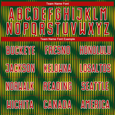 Custom Green Red-Gold Line Sublimation Soccer Uniform Jersey