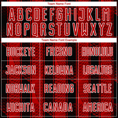 Custom Black Red-White Abstract Network Sublimation Soccer Uniform Jersey