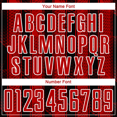 Custom Black Red-White Abstract Network Sublimation Soccer Uniform Jersey