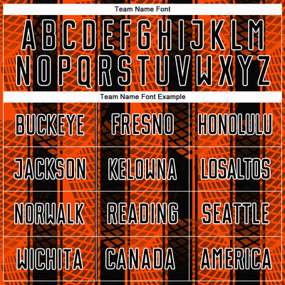 Custom Black Orange-White Abstract Network Sublimation Soccer Uniform Jersey