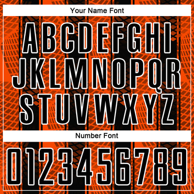 Custom Black Orange-White Abstract Network Sublimation Soccer Uniform Jersey