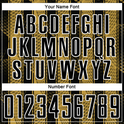 Custom Black Old Gold-White Abstract Network Sublimation Soccer Uniform Jersey