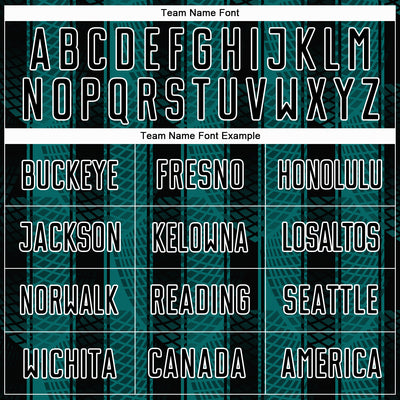 Custom Black Teal-White Abstract Network Sublimation Soccer Uniform Jersey