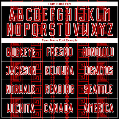 Custom Black Red-White Geometric Shape Sublimation Soccer Uniform Jersey