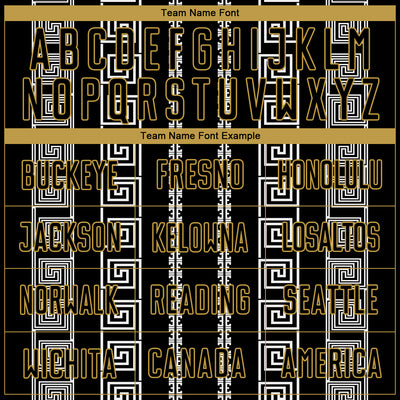 Custom Black Old Gold-White Geometric Shape Sublimation Soccer Uniform Jersey