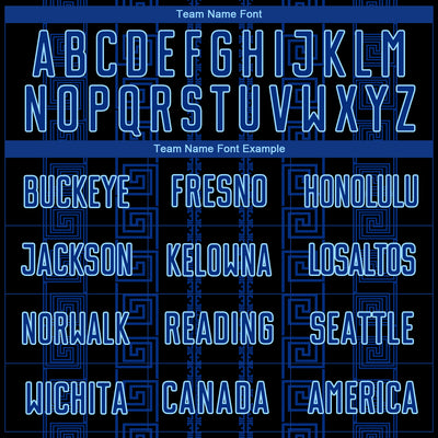 Custom Black Royal-Light Blue Geometric Shape Sublimation Soccer Uniform Jersey