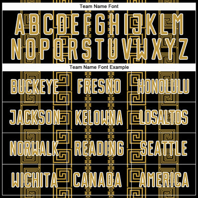 Custom Black Old Gold-White Geometric Shape Sublimation Soccer Uniform Jersey