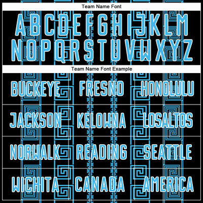 Custom Black Sky Blue-White Geometric Shape Sublimation Soccer Uniform Jersey