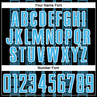 Custom Black Sky Blue-White Geometric Shape Sublimation Soccer Uniform Jersey