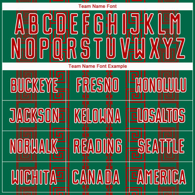 Custom Kelly Green Red-White Geometric Shape Sublimation Soccer Uniform Jersey