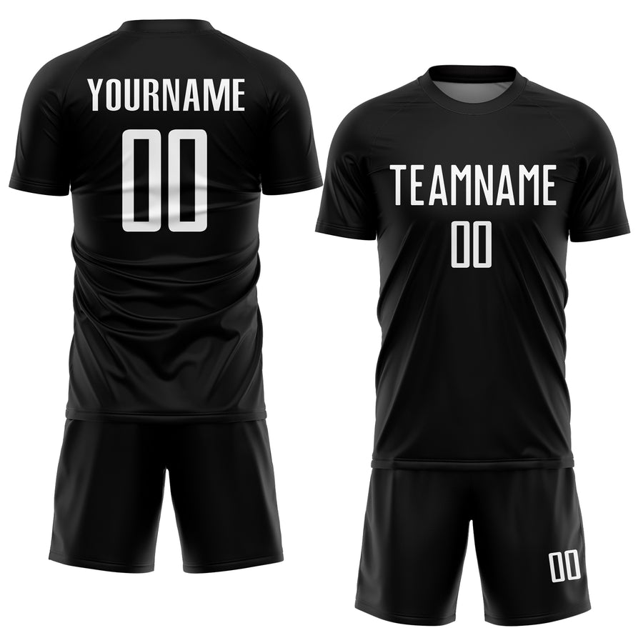 Custom Black White Sublimation Soccer Uniform Jersey