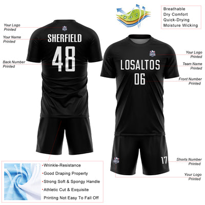 Custom Black White Sublimation Soccer Uniform Jersey