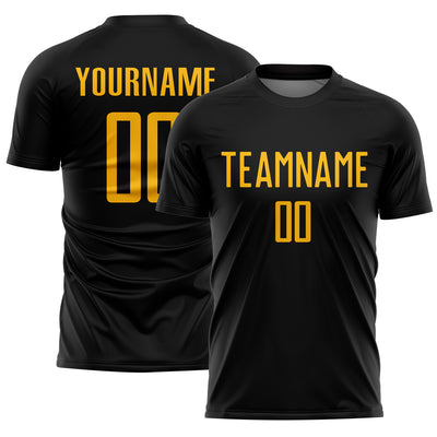 Custom Black Gold Sublimation Soccer Uniform Jersey
