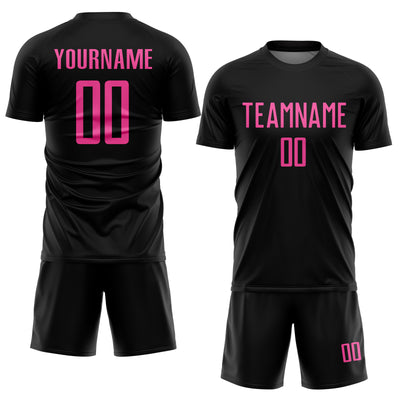 Custom Black Pink Sublimation Soccer Uniform Jersey