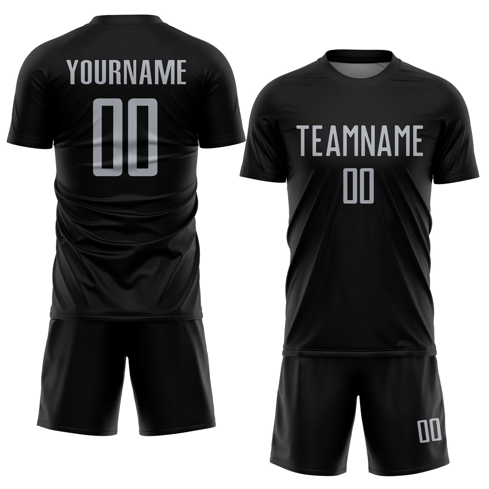 Custom Black Gray Sublimation Soccer Uniform Jersey