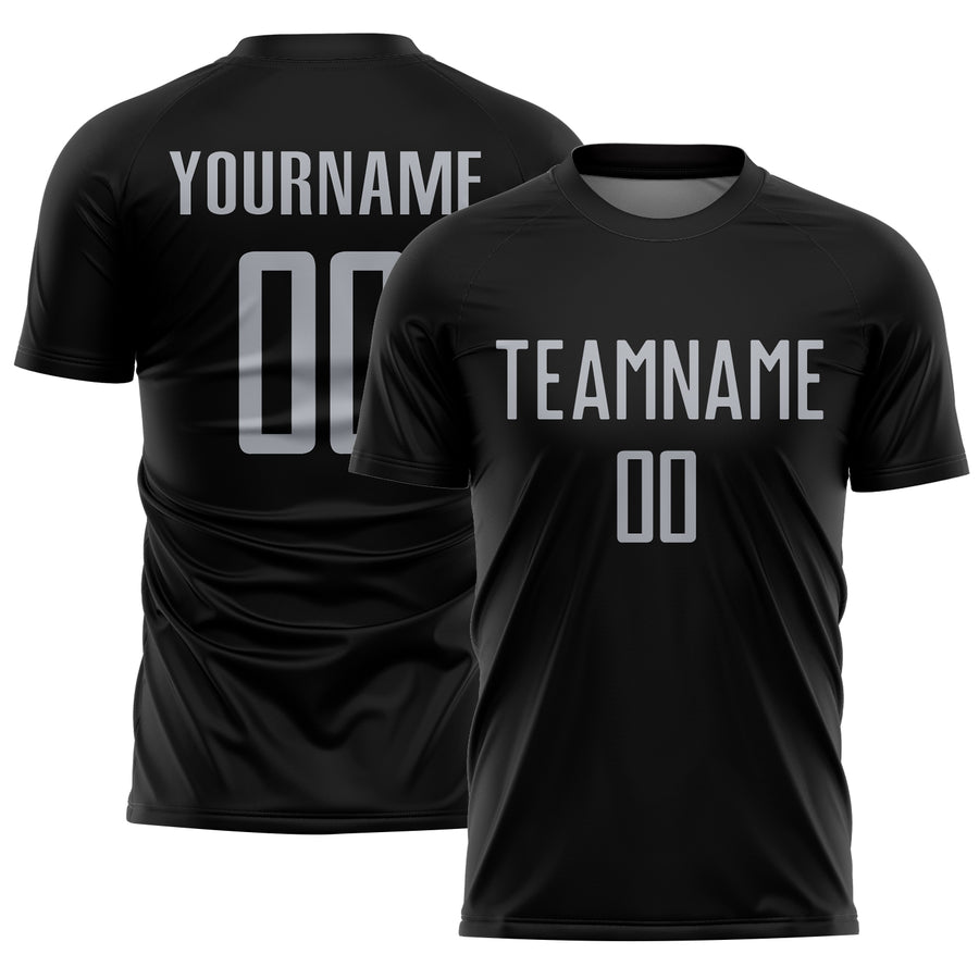 Custom Black Gray Sublimation Soccer Uniform Jersey