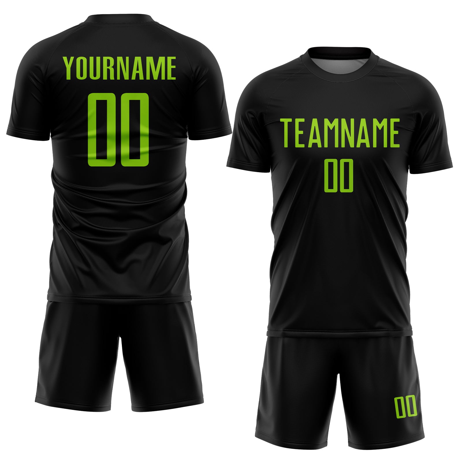 Custom Black Neon Green Sublimation Soccer Uniform Jersey