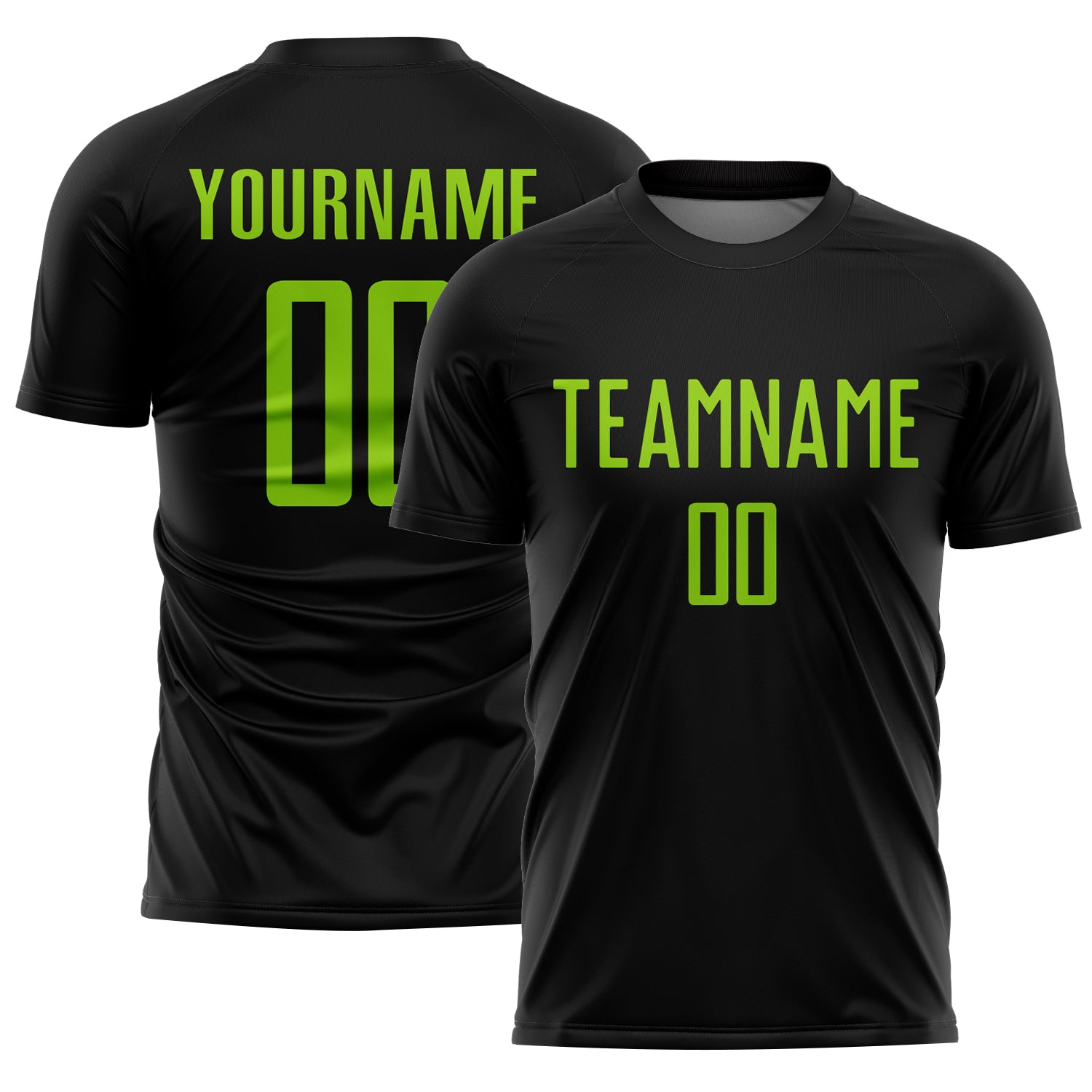Custom Black Neon Green Sublimation Soccer Uniform Jersey
