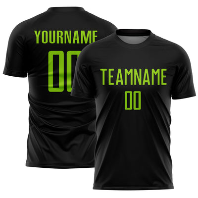 Custom Black Neon Green Sublimation Soccer Uniform Jersey