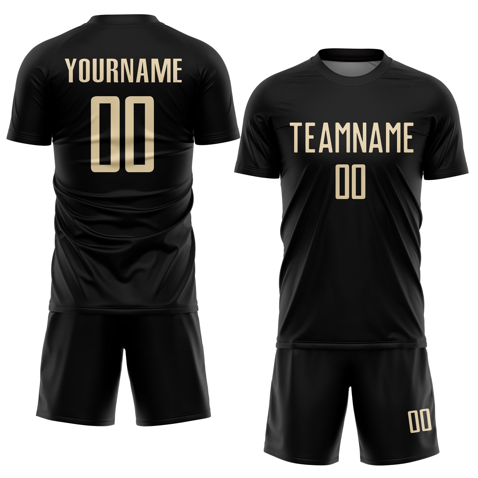 Custom Black Cream Sublimation Soccer Uniform Jersey