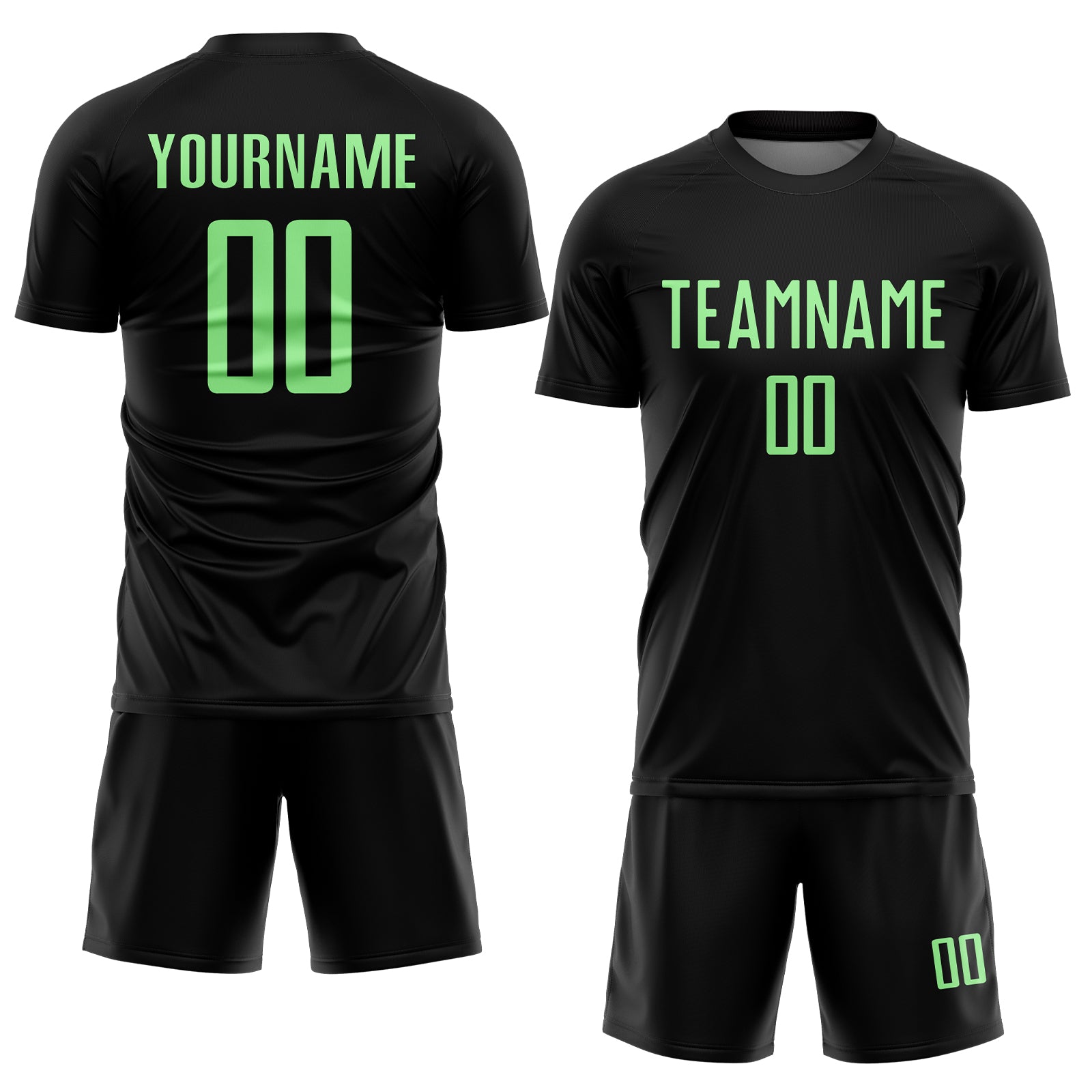 Custom Black Pea Green Sublimation Soccer Uniform Jersey