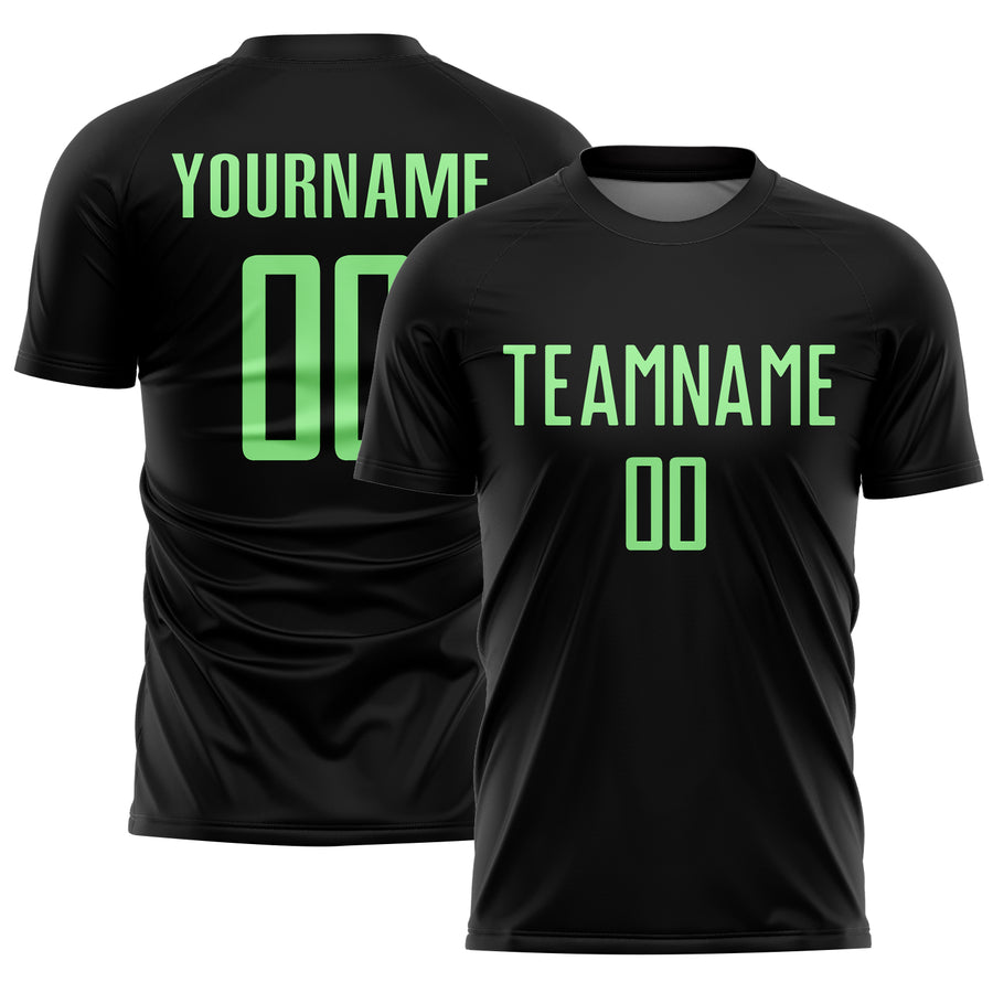 Custom Black Pea Green Sublimation Soccer Uniform Jersey